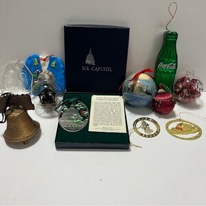Christmas Ornament lot, good preowned condition. One ornament missing cap